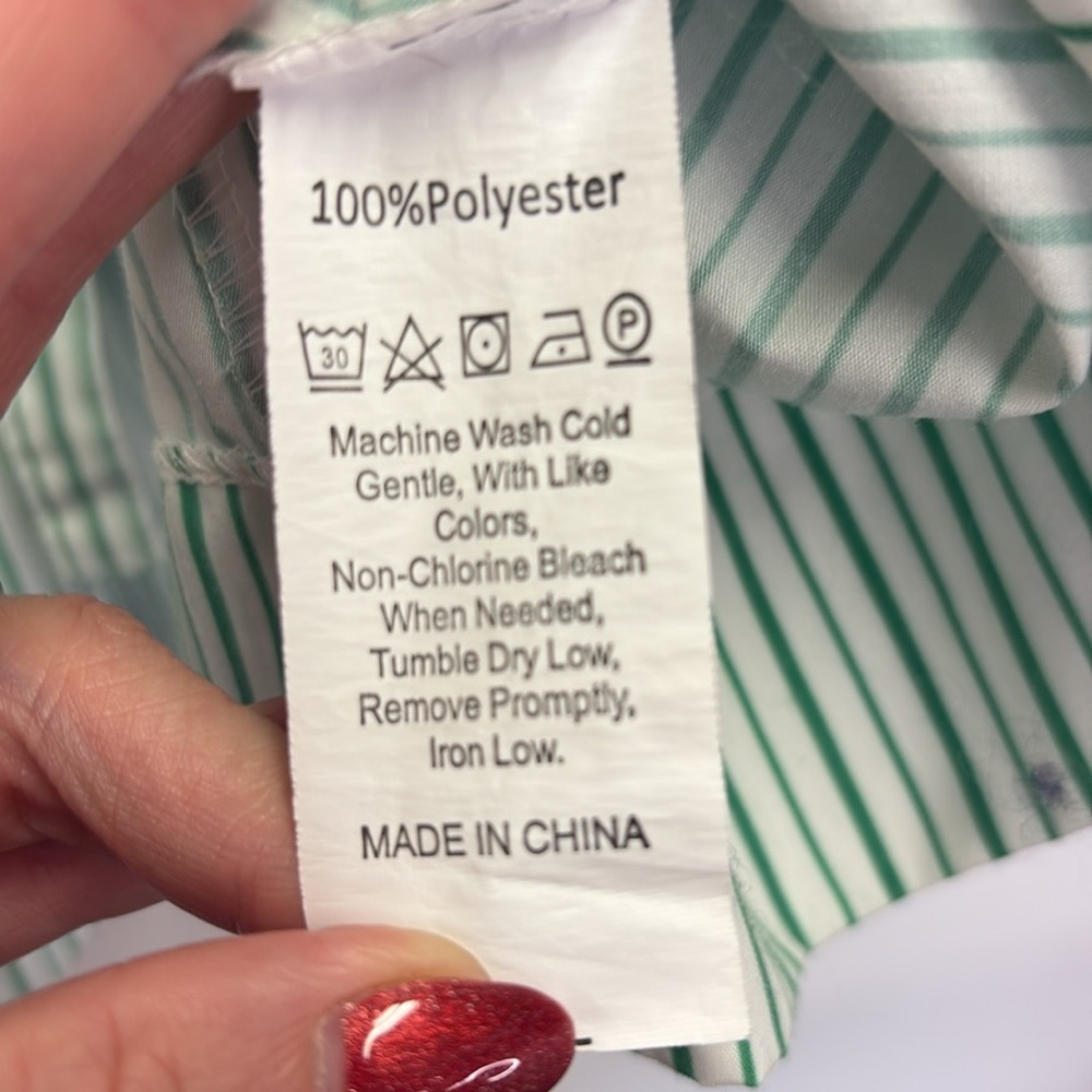 Unbranded Green and white Striped Peplum Tie top/ Size medium - Picture 4 of 8